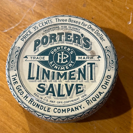 1916 Porter's Liniment Salve