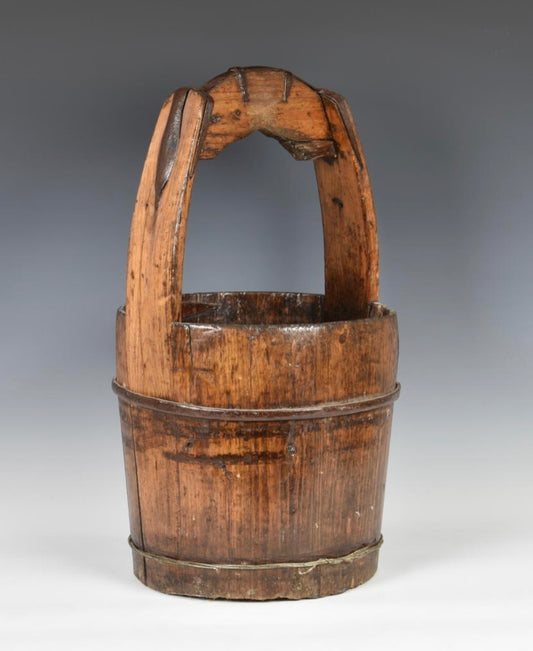 19th Century Tall Coopered Pine Pail