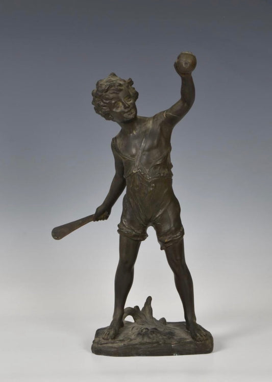 Cricket Boy After Franz Iffland (German 1862-1935)