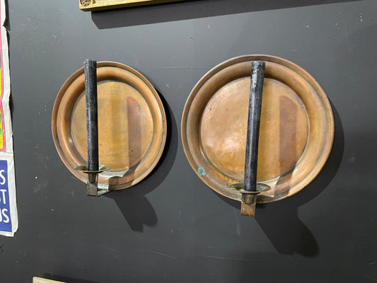 Pair of Antique American Copper Candle Sconces from Salem, Mass