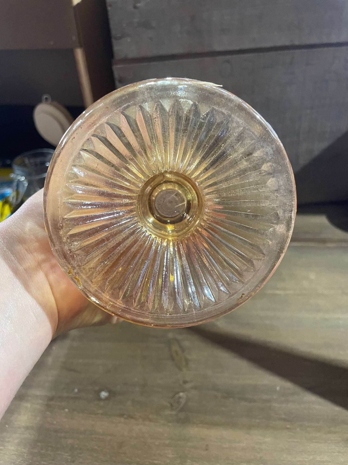 Peach Carnival Glass Vase