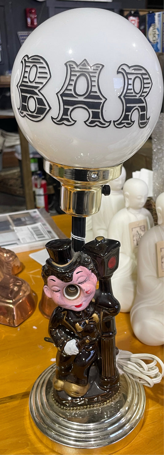 Rare Vintage Porcelain Bar Lamp