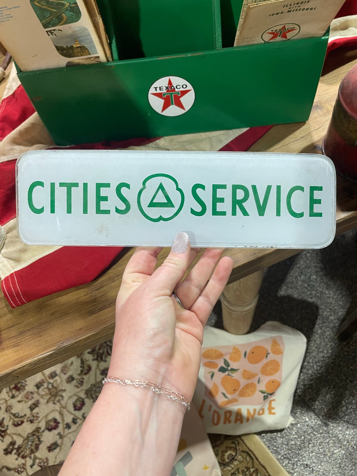 Curved Cities Service AD Glass Sign