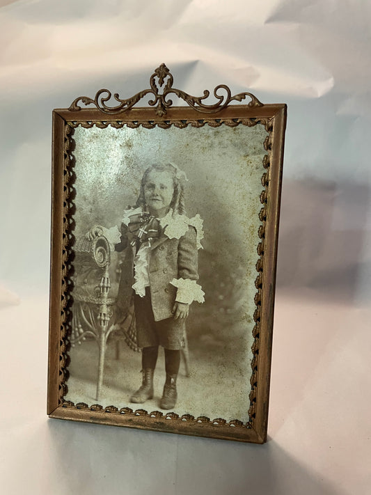 Antique Metal Frame & Picture