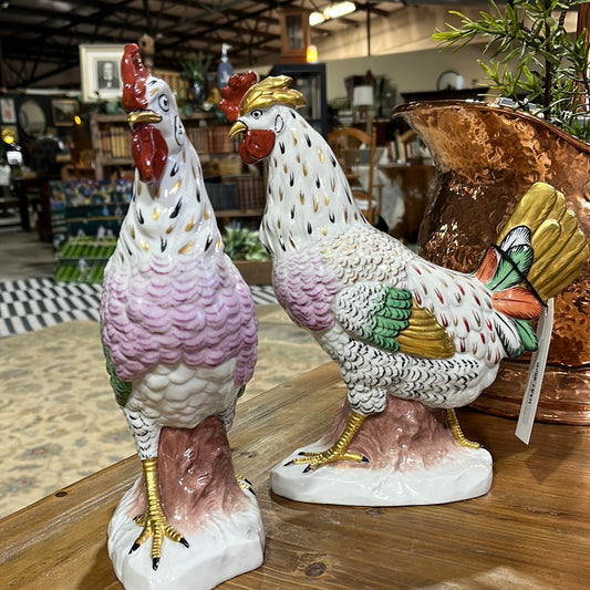 Pair of Dresden Gilt Roosters