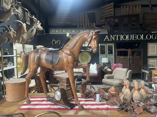 Historic 19th century Leather Covered Horse Statue