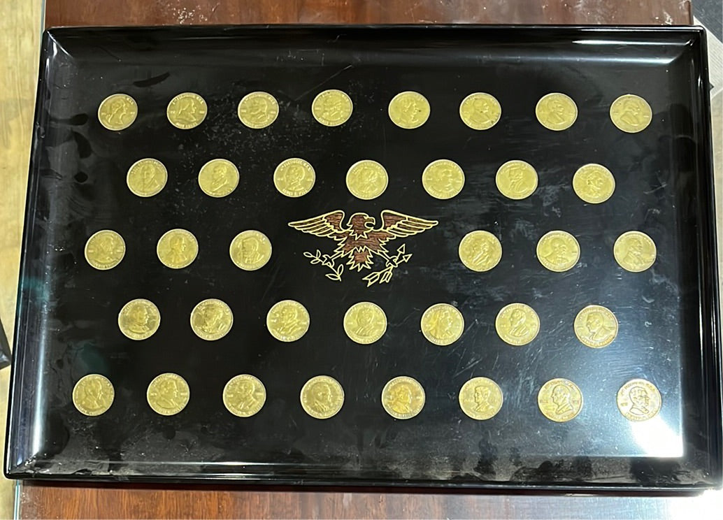Vintage Couroc Presidential Coins Tray