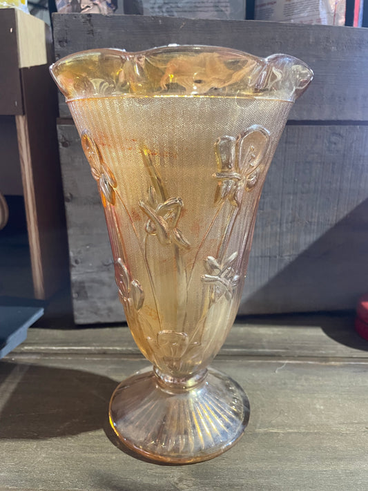Peach Carnival Glass Vase