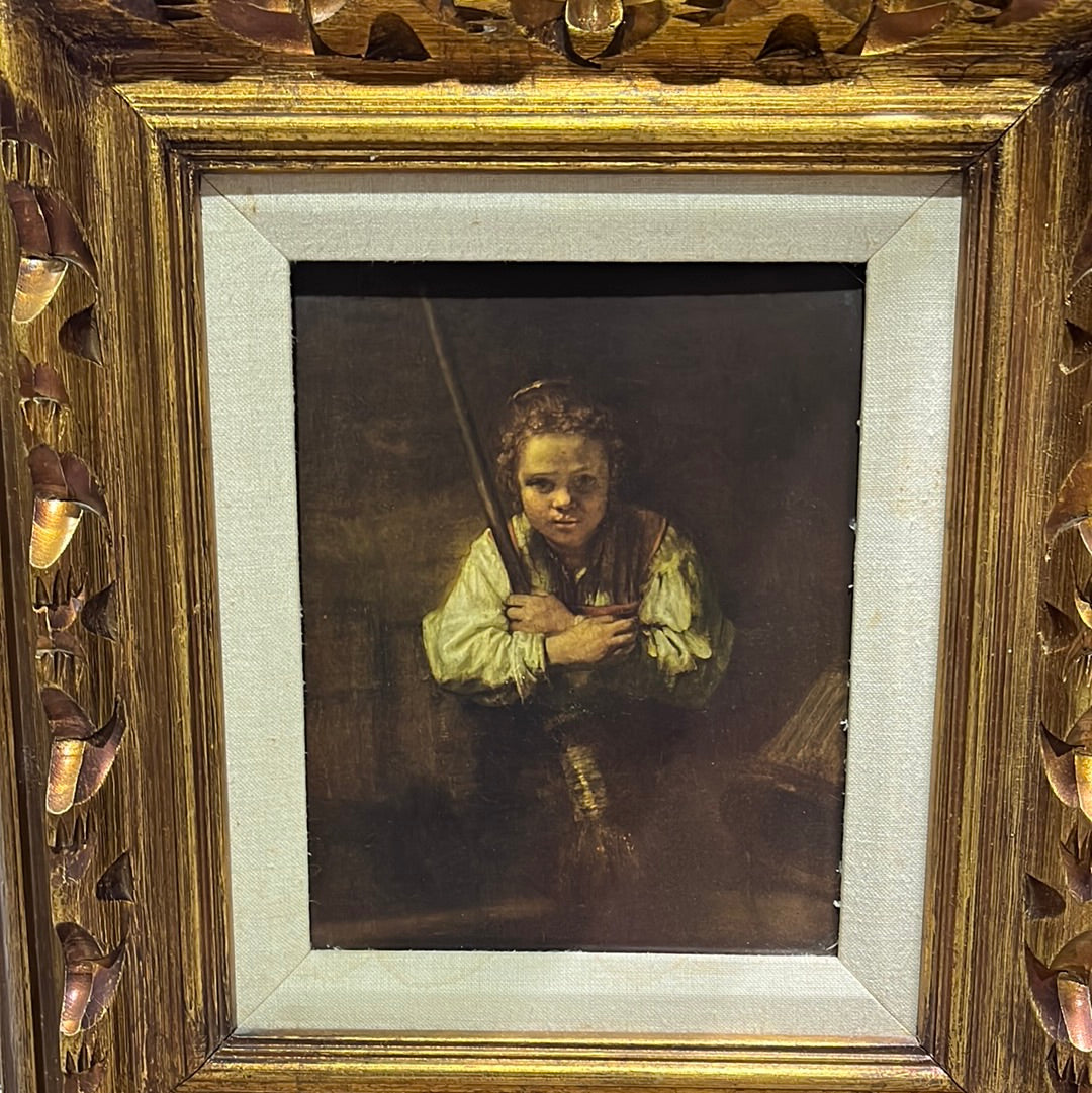 Framed Rembrandt Girl with a Broom Print