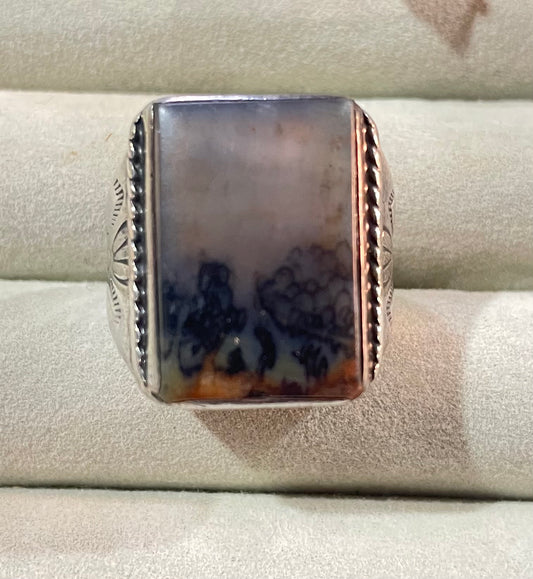 Antique Sterling & Stone Asian Ring