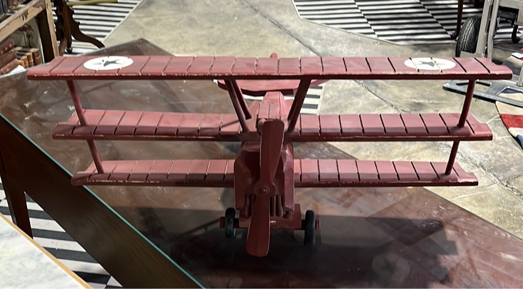 Red Airplane Wooden Decor