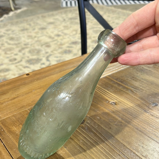 Rare 1875 R. KAY Glass Torpedo Bottle / Flat Bottom Hamilton Bottle