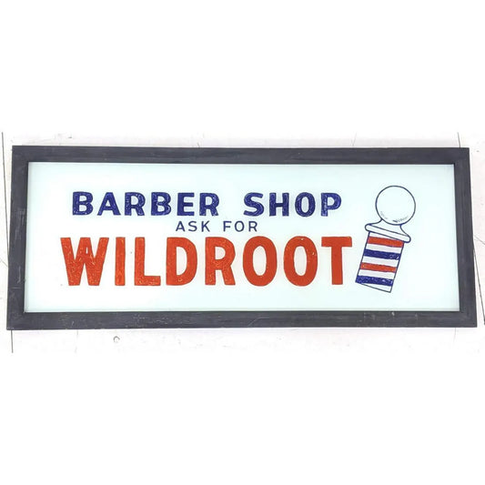 Vintage Barber Shop Sign, reverse painted on glass.