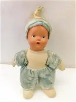 1940s Composition & Cloth Rattle Doll