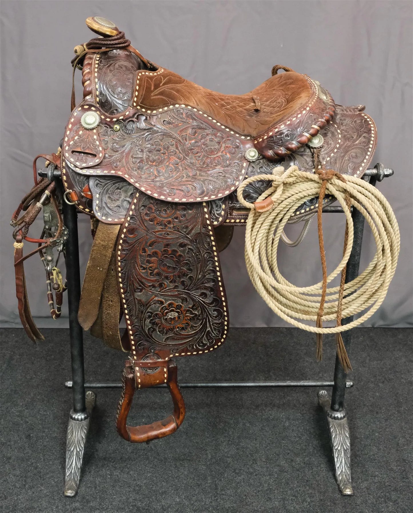 An Original Billy Royal Arabian Saddle on Stand