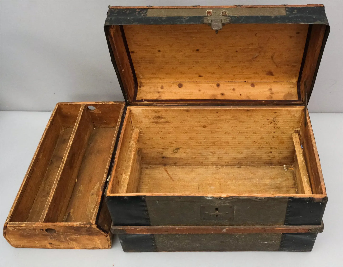 19th C Banded Steamer Trunk