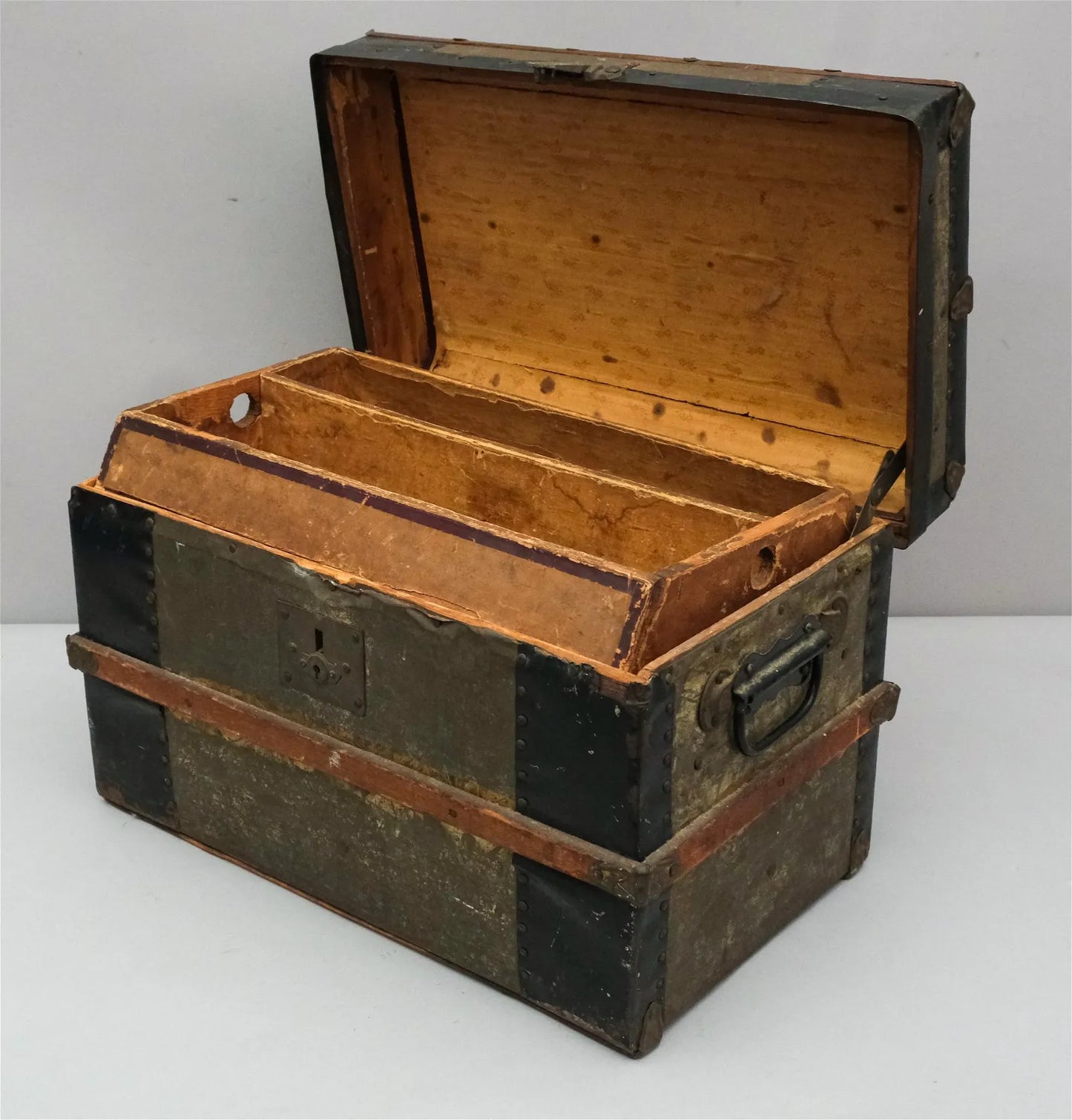 19th C Banded Steamer Trunk