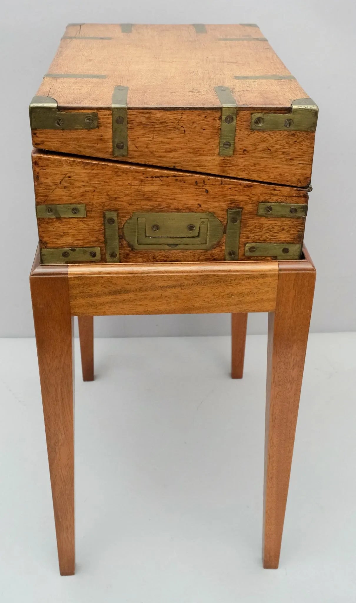 19th C. Walnut Campaign Desk with Stand