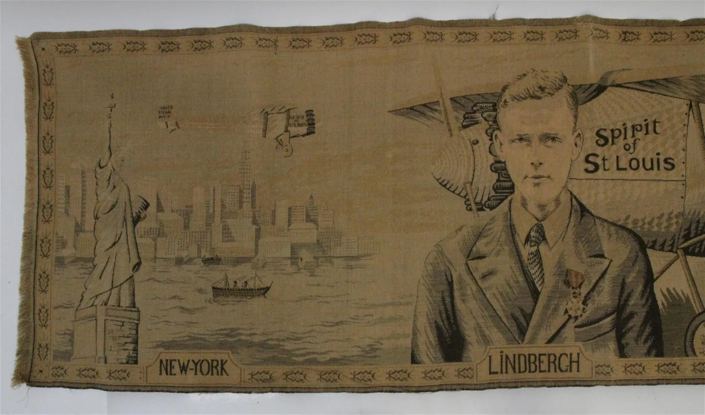 Rare 1927 Charles Lindbergh Tapestry