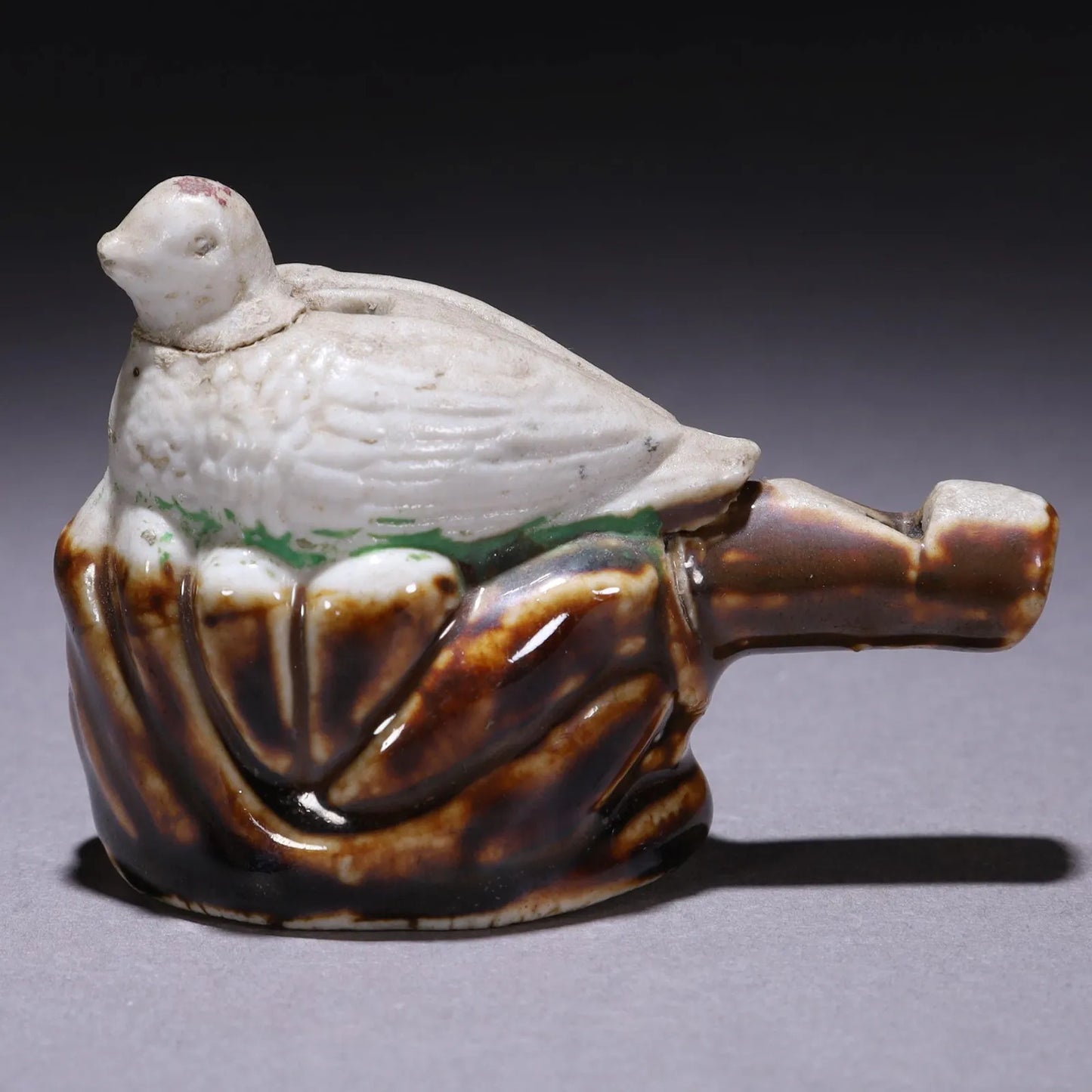 18th Century Glazed Porcelain Bird Whistle