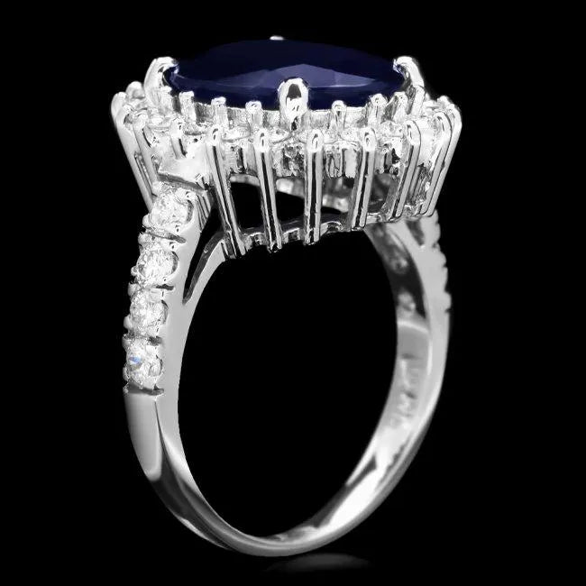 7.3ct Sapphire & Diamond Ring, 14K Size 7
