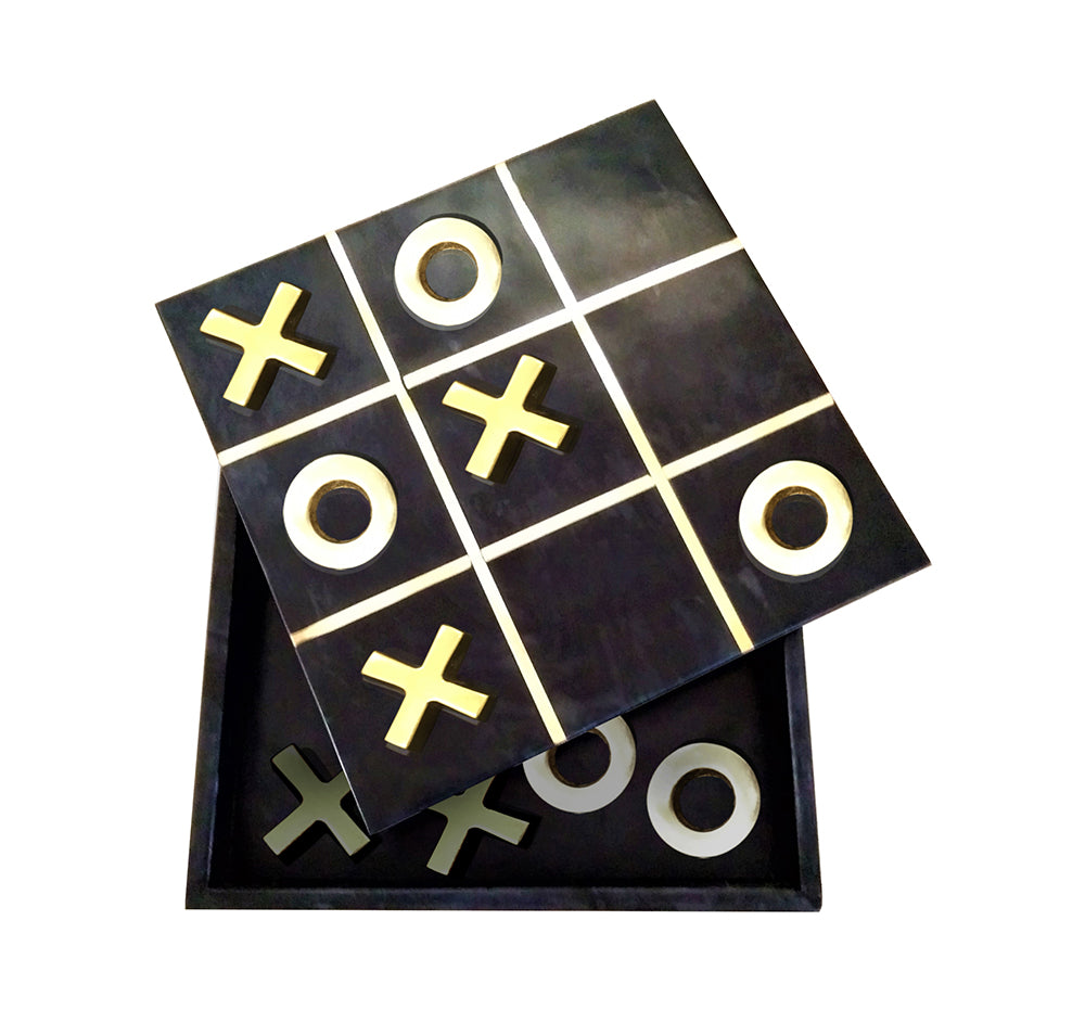 Black Marble Tic-Tac-Toe Box