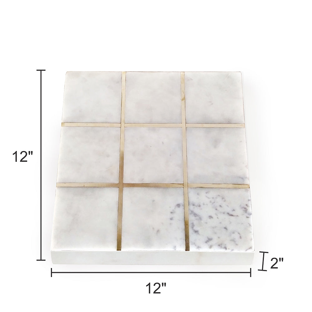 Lg White Marble Tic-Tac-Toe Box