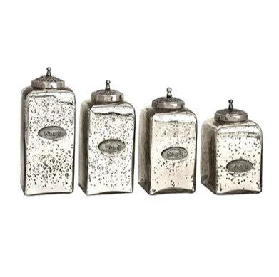 Set of 4 Mercury Glass Jars