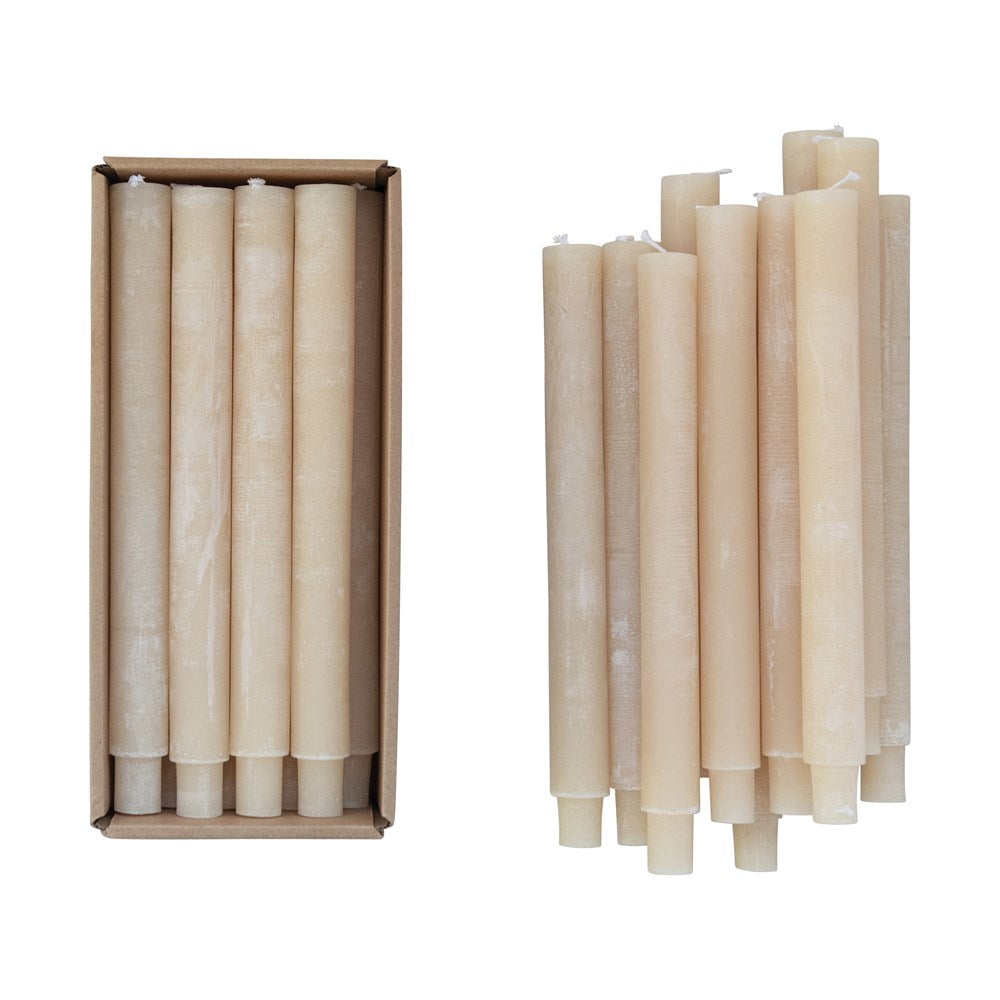 Unscented Taper Candles In Box, Powder Finish