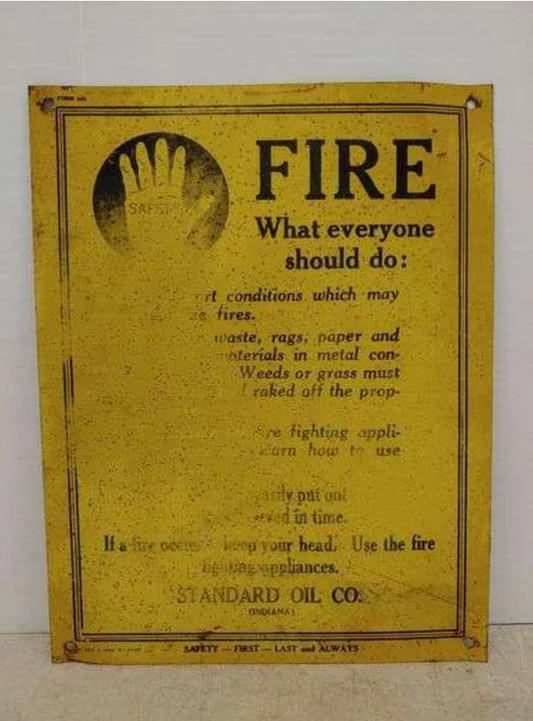 SST Standard Oil Fire Safety sign