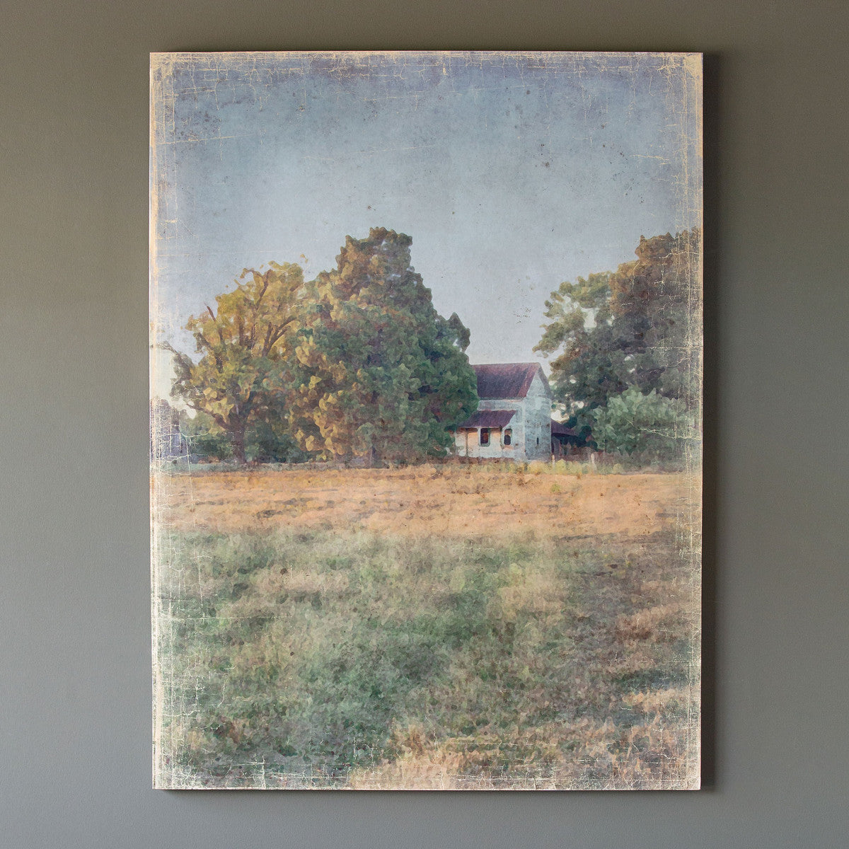 Distressed Homestead Watercolor Print on Canvas