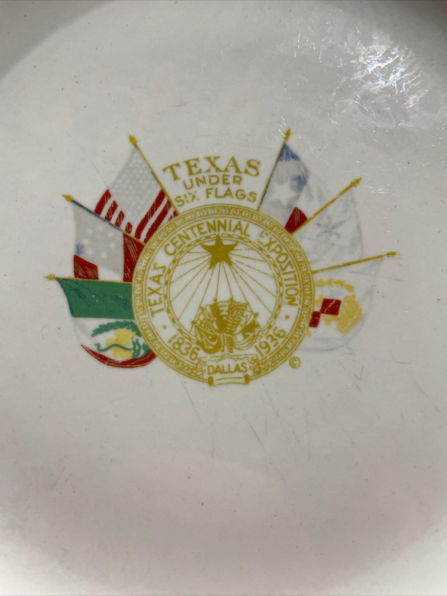 1936 Texas Under 6 Flags Centennial Plate