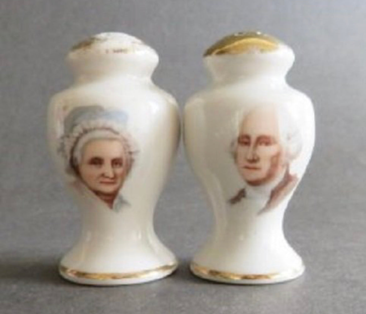 1889 Washington Porcelain Salt & Pepper porcelain shakers