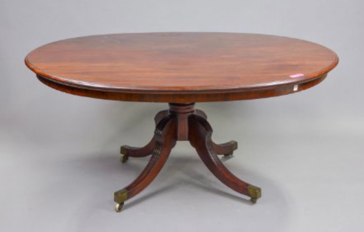 English Mahogany Large Tilt Top Oval Table