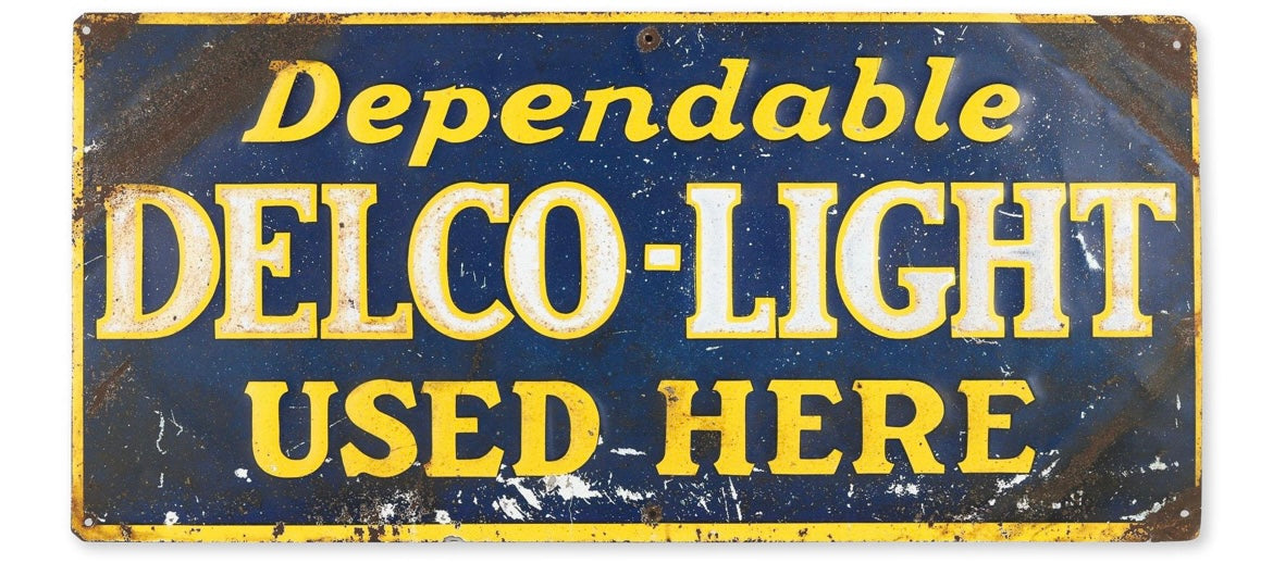 1930s Delco-Light Power Plant Sign