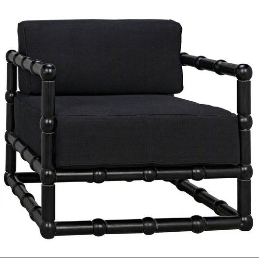 Noir Hand Rubbed Black Accent Chair