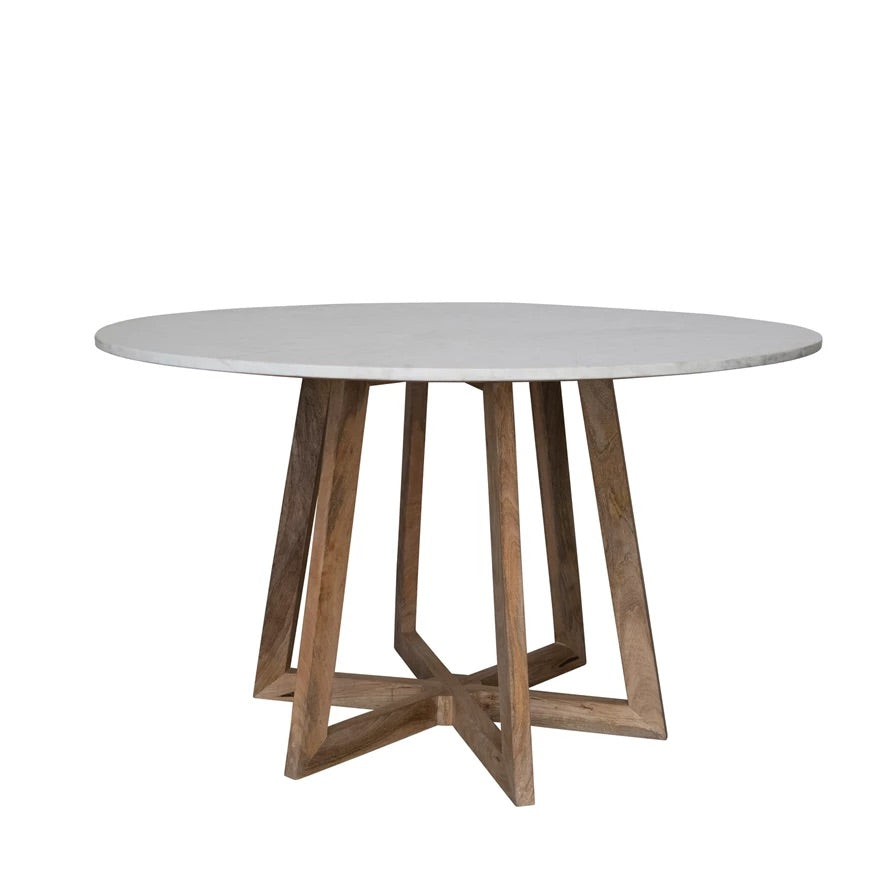 Marble Top Mango Wood Dining Table