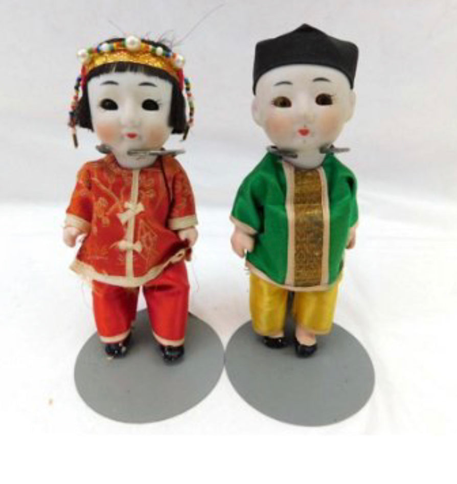 Pair of 1920s Asian Bisque Dolls