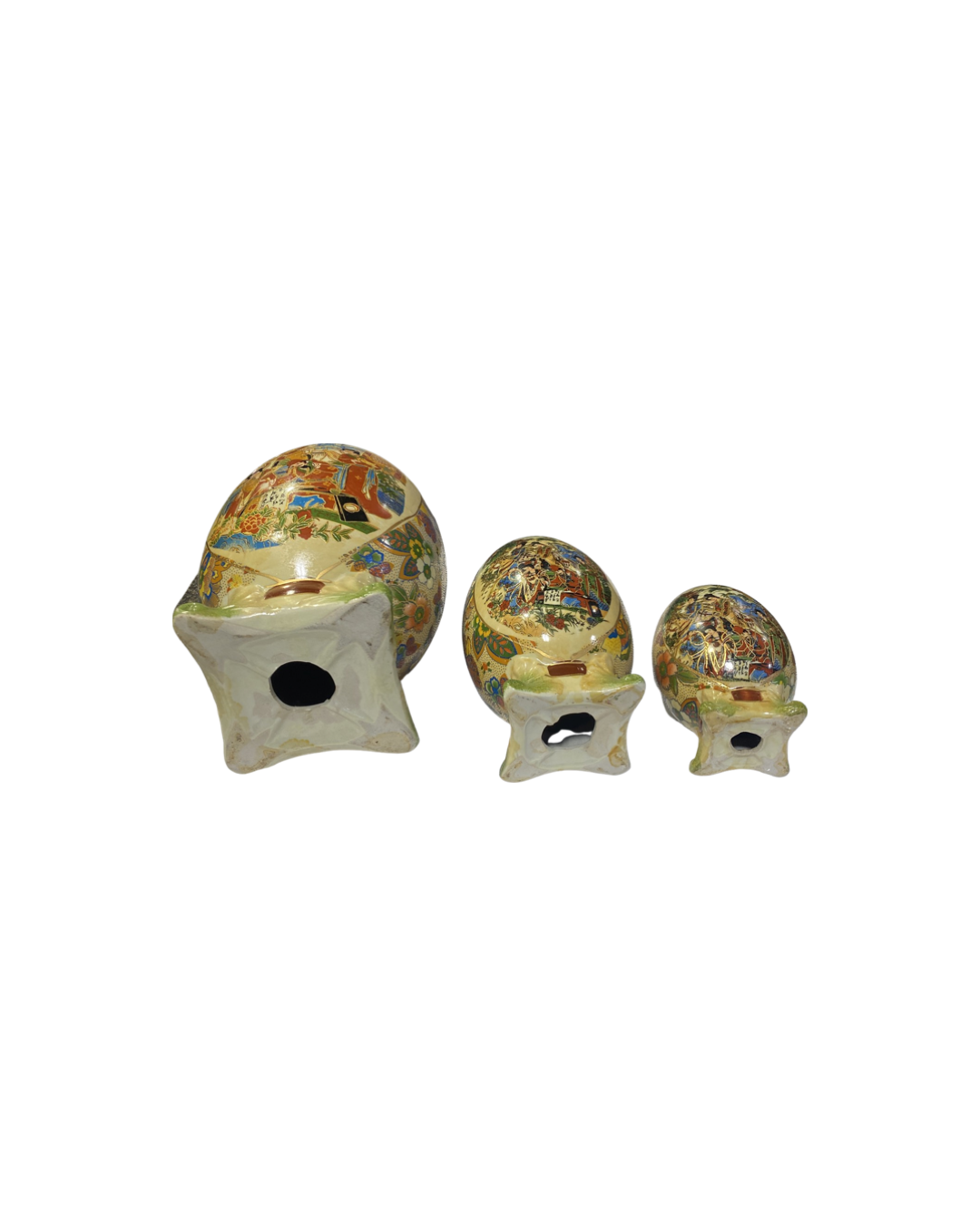 Set of 3 Asian Eggs, Painted